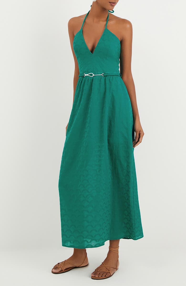 ViX Paula Hermanny Marina Halter Cover-Up Dress, Main, color, Green