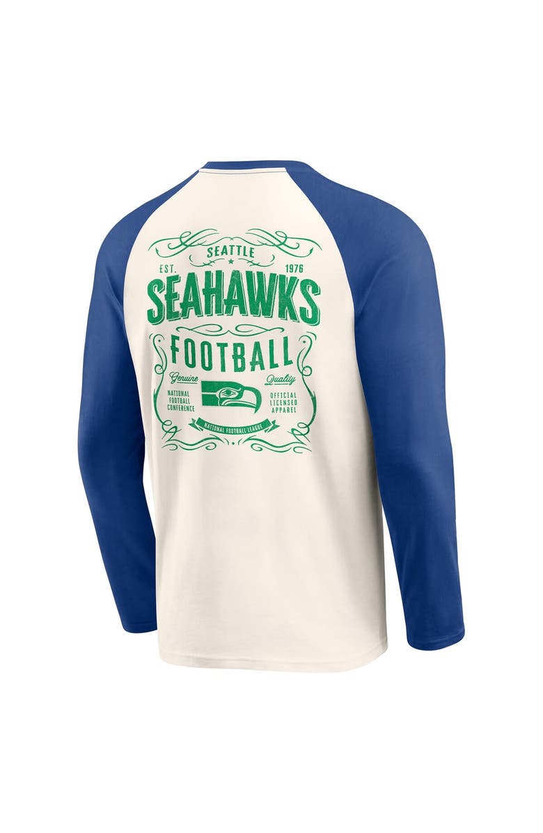 Darius Rucker Collection by Fanatics Men's Darius Rucker Collection by Fanatics Cream/Royal Seattle Seahawks Raglan Henley Long Sleeve T-Shirt, Alternate, color, Cream