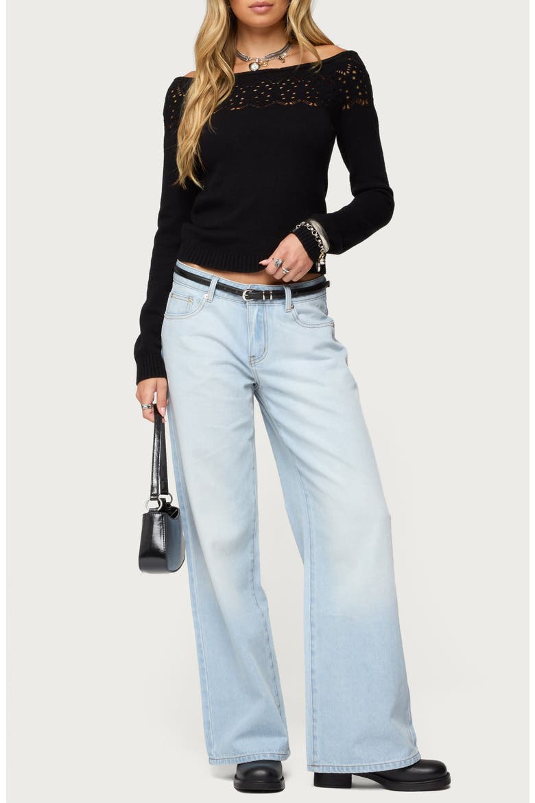 Lillis Boat Neck Crop Sweater, Alternate, color, BLACK