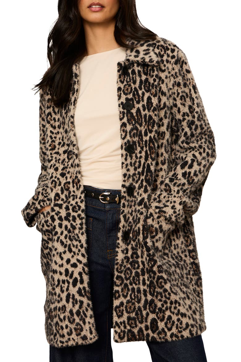 Upside Leopard Print Faux Fur Jacket, Alternate, color, COCOA KITTY BROWN
