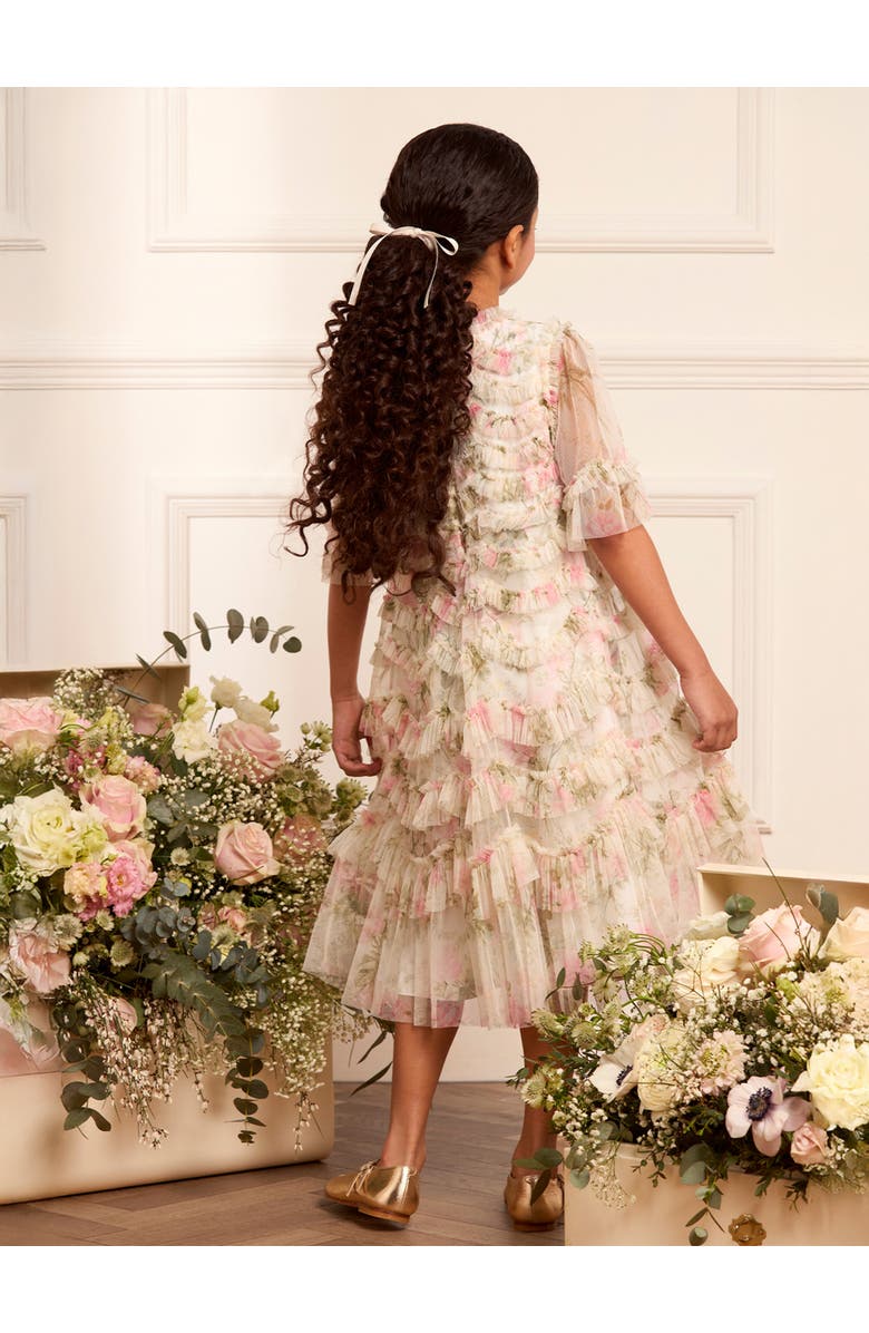 Needle & Thread Rose Scallop Ruffle Kids Dress, Alternate, color, Moonshine/Pink