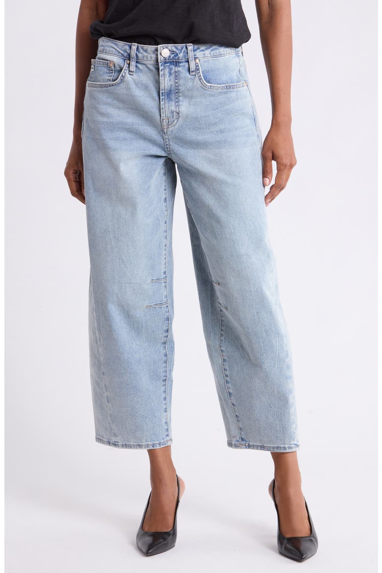 Pieced Dart High Waist Barrel Leg Jeans, Main, color, SOLSTICE