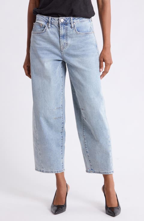 Pieced Dart High Waist Barrel Leg Jeans