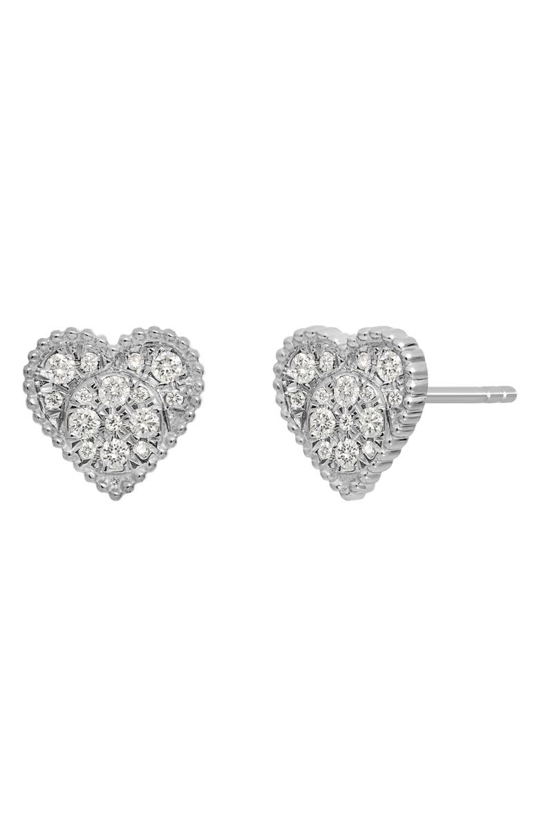 Bony Levy Diamond Heart Stud Earrings, Main, color, 18Kw