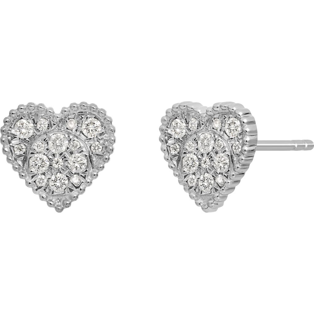 Bony Levy Diamond Heart Stud Earrings In Silver