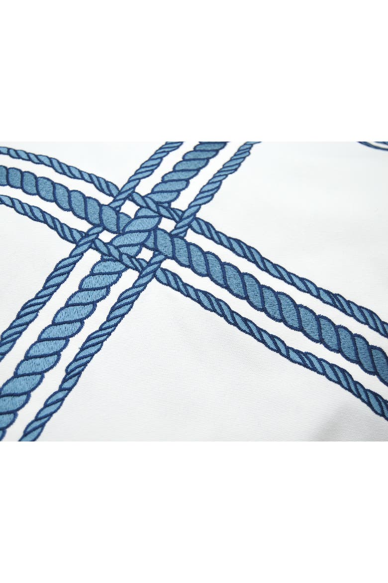 Rope Lattice White Indoor/Outdoor Accent Pillow, Alternate, color, Blue