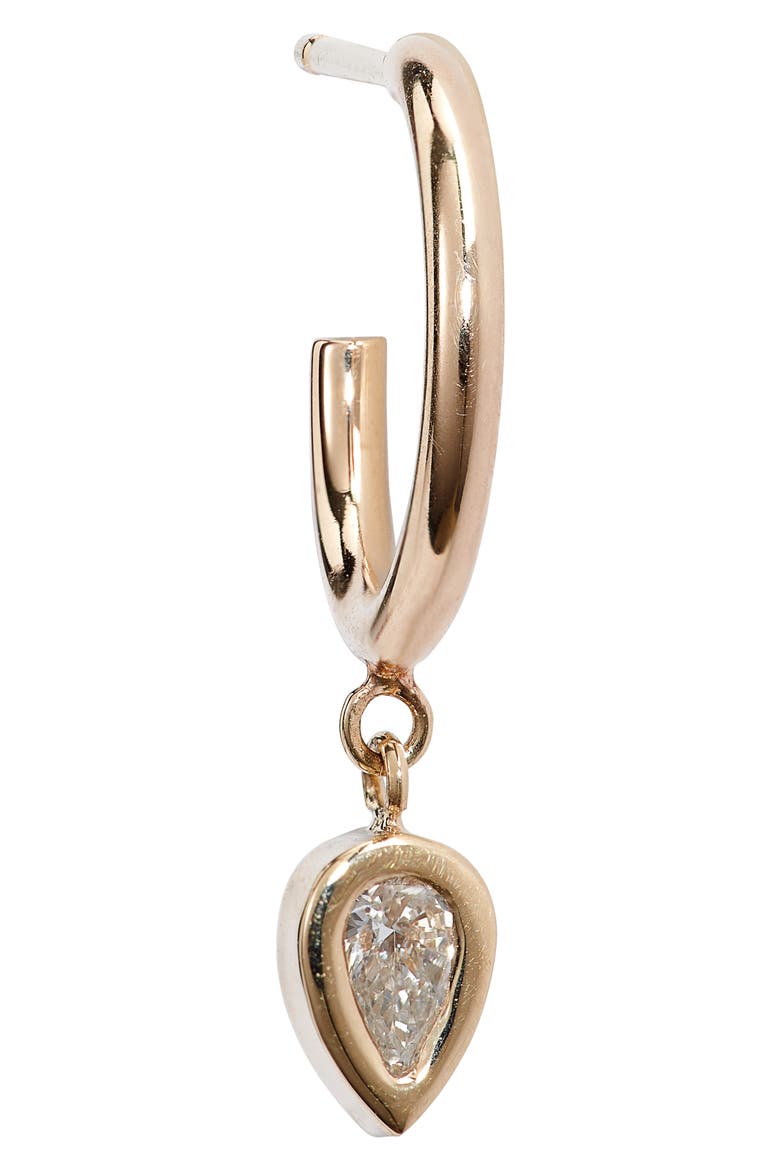Paris Dangling Pear Diamond Huggie Hoop Earrings, Alternate, color, YELLOW GOLD/ DIAMOND