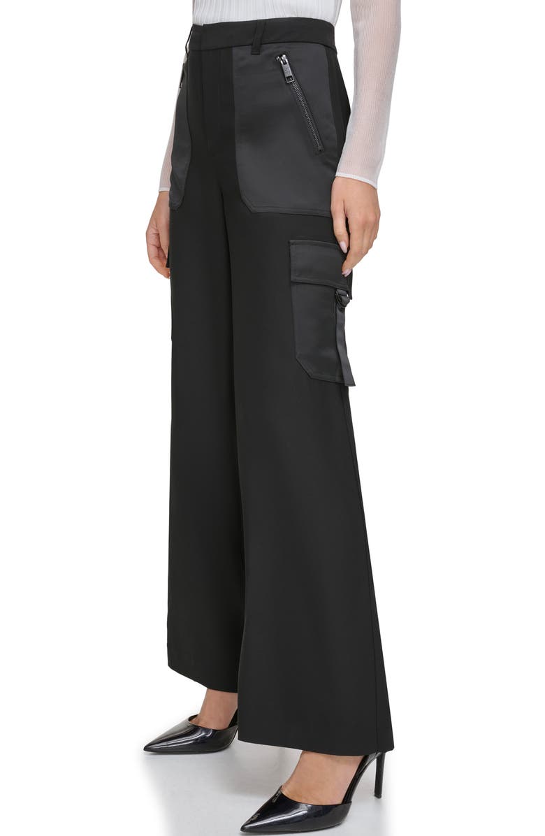 DKNY Satin Wide Leg Cargo Pants, Alternate, color,