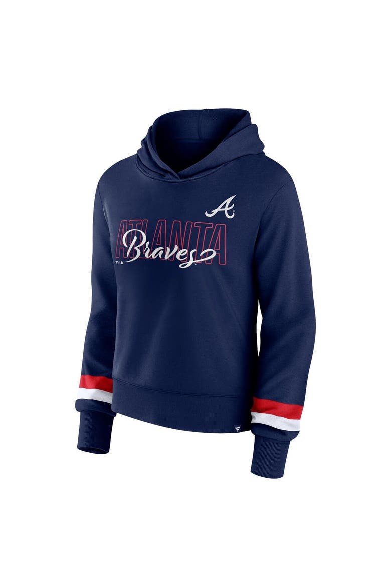 Women's Fanatics Branded  Navy Atlanta Braves Over Under Pullover Hoodie, Alternate, color, Navy