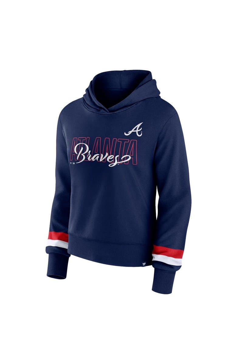 FANATICS Women's Fanatics Branded Navy Atlanta Braves Over Under Pullover Hoodie, Alternate, color,