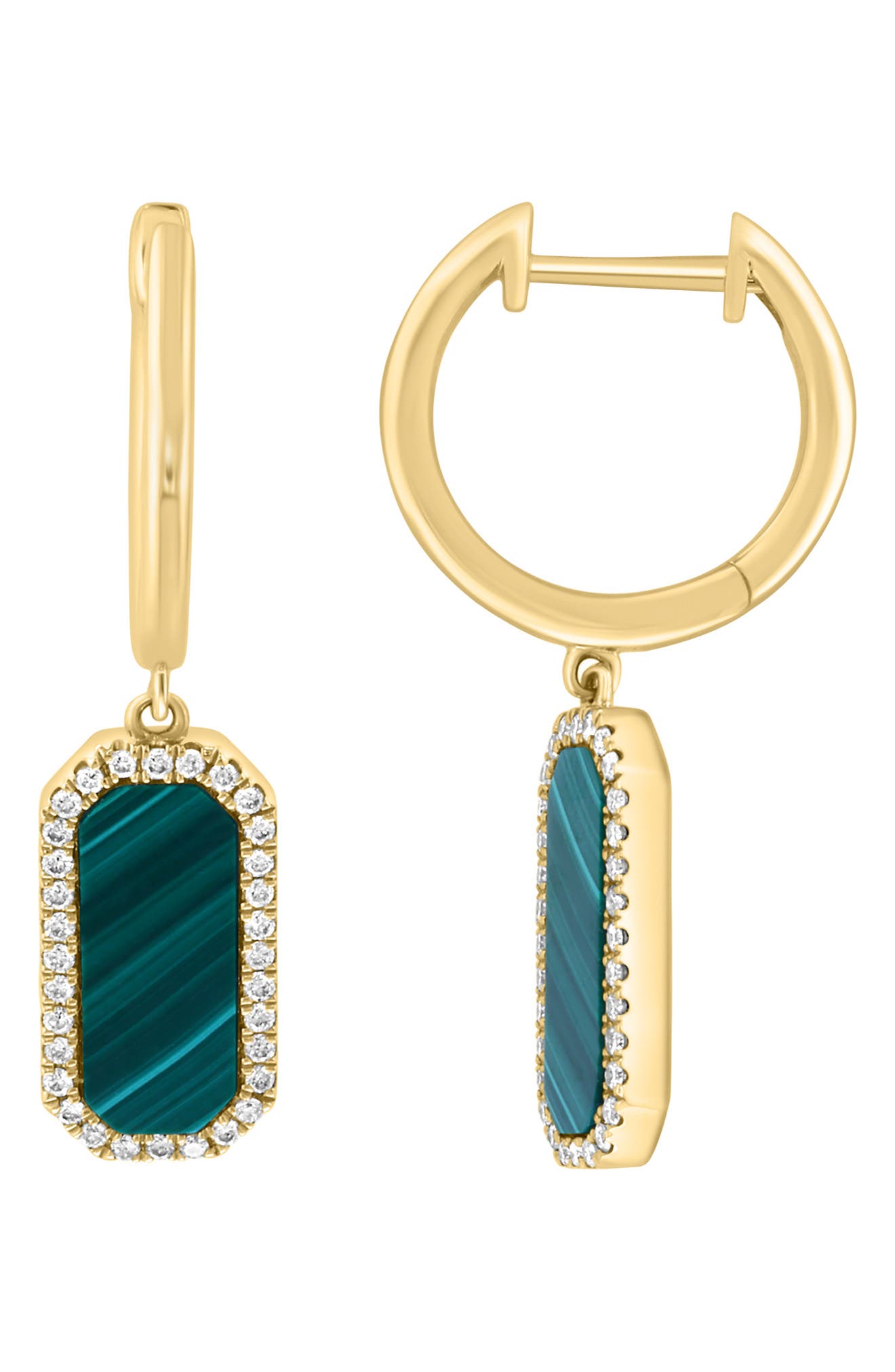 Malachite & Diamond Drop Earrings