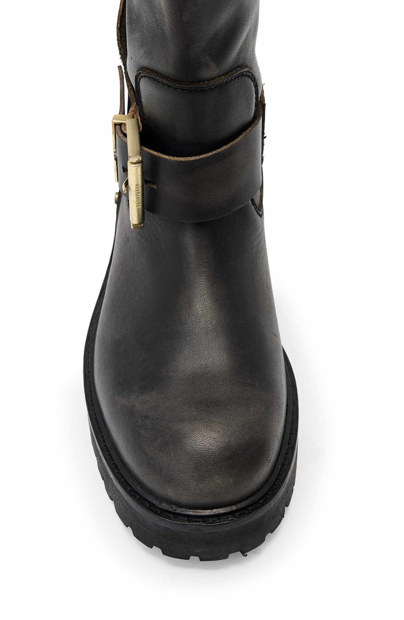 AllSaints Tay Biker Boot, Alternate, color, Dark Brown