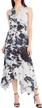 Maggy London Handkerchief Hem Midi Dress