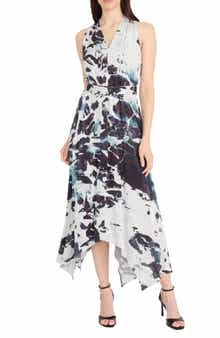 Maggy London Handkerchief Hem Midi Dress