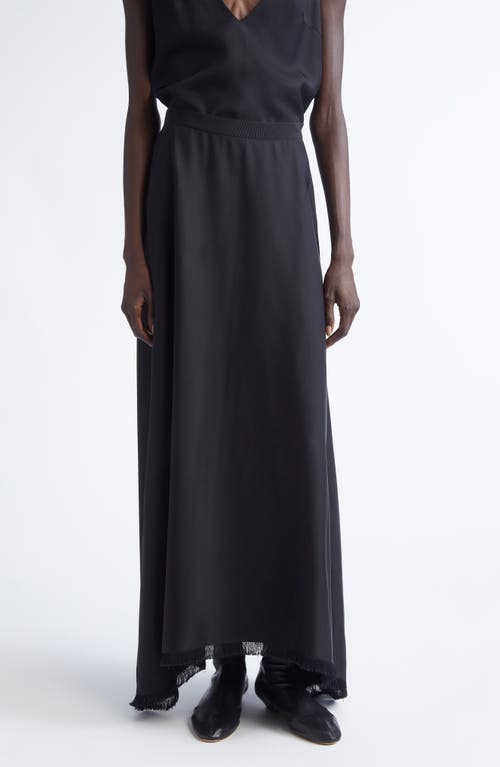 FFORME Ash Drape Fringe Trim Maxi Skirt in Black  product