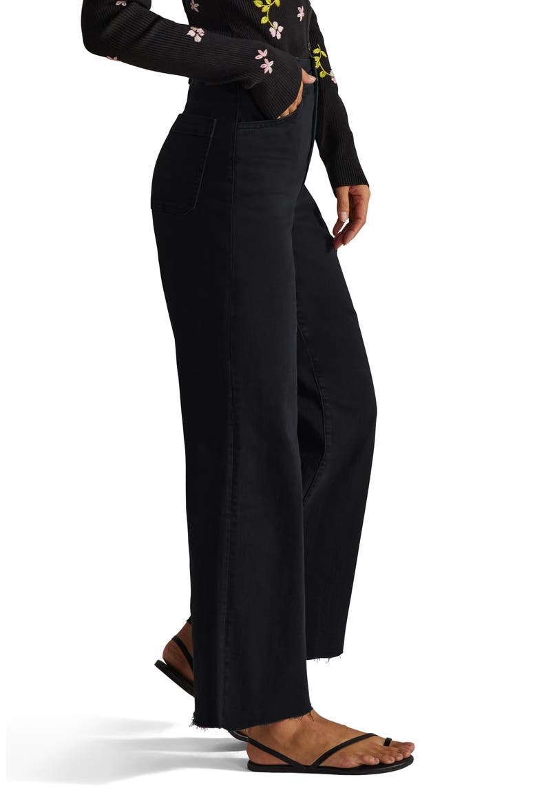 The Mischa Raw Hem Super High Waist Wide Leg Jeans, Alternate, color, LICORICE