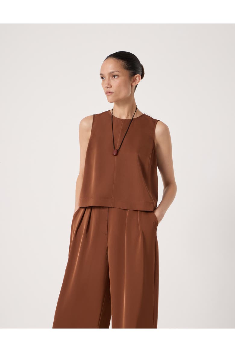 Vera Satin Shell Top, Main, color, Toffee Brown