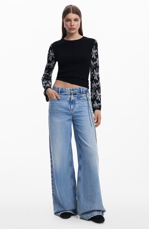 Desigual Chic High Neck Sweater With Contrast Details In Black
