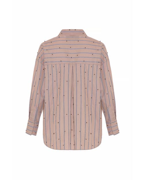 Theo The Label Echo Pearly Shirt In Brown