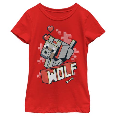 Girl's Minecraft Wolf  Graphic T-Shirt