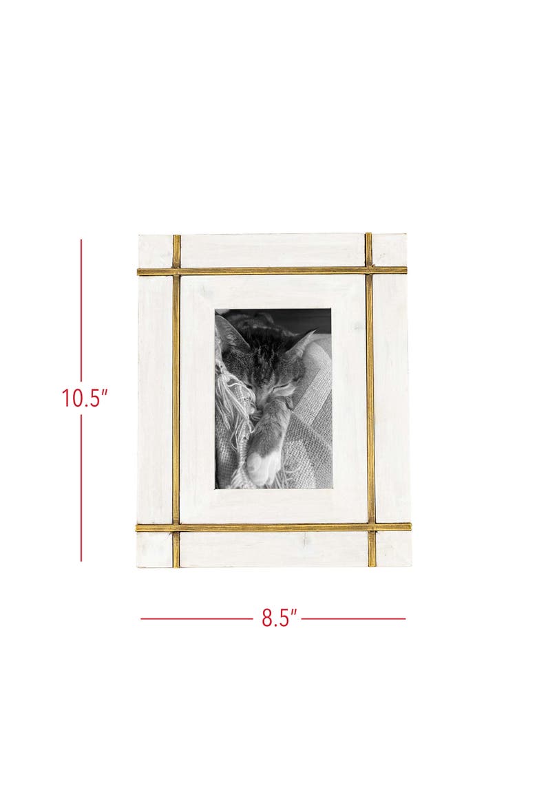 4x6 Bordered White Wood Photo Picture Frame w/ Glass Pane, Alternate, color, White