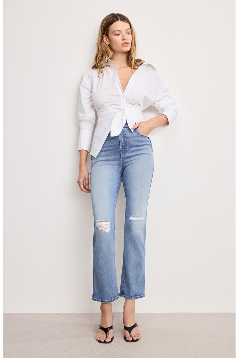 Soft-Tech Good Curve Ripped High Waist Ankle Straight Leg Jeans, Alternate, color, INDIGO1072