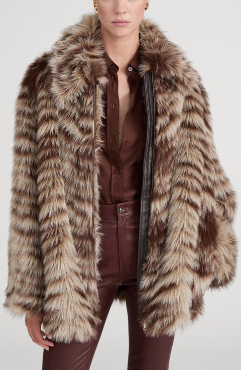 The Alpine Chevron Faux Fur Coat