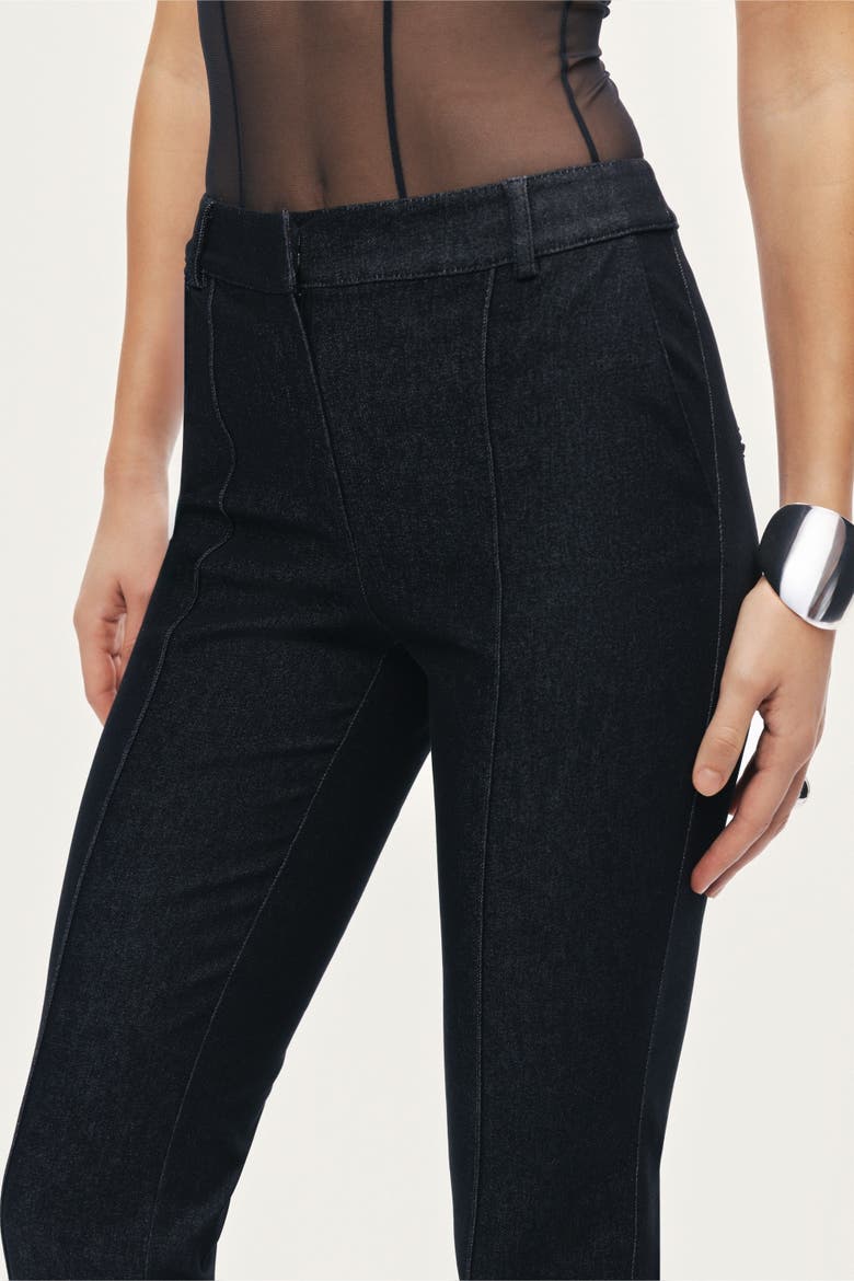High-Rise Tailored Straight-Leg Pants, Alternate, color, Black