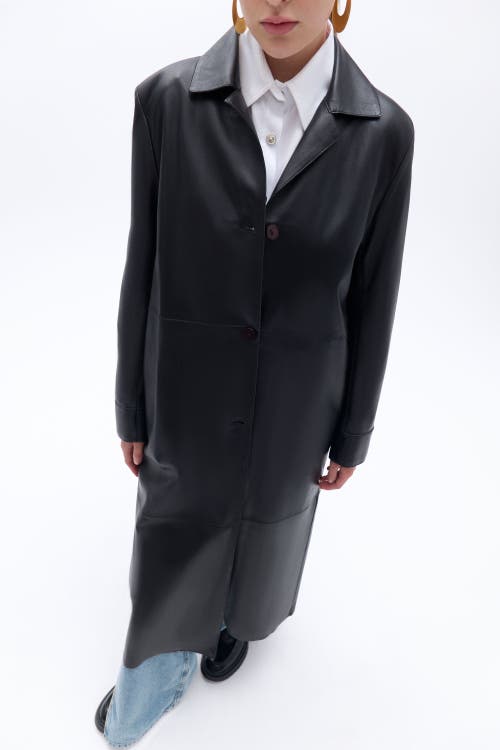 Shop Nocturne Belted Faux Leather Trench Coat In Black