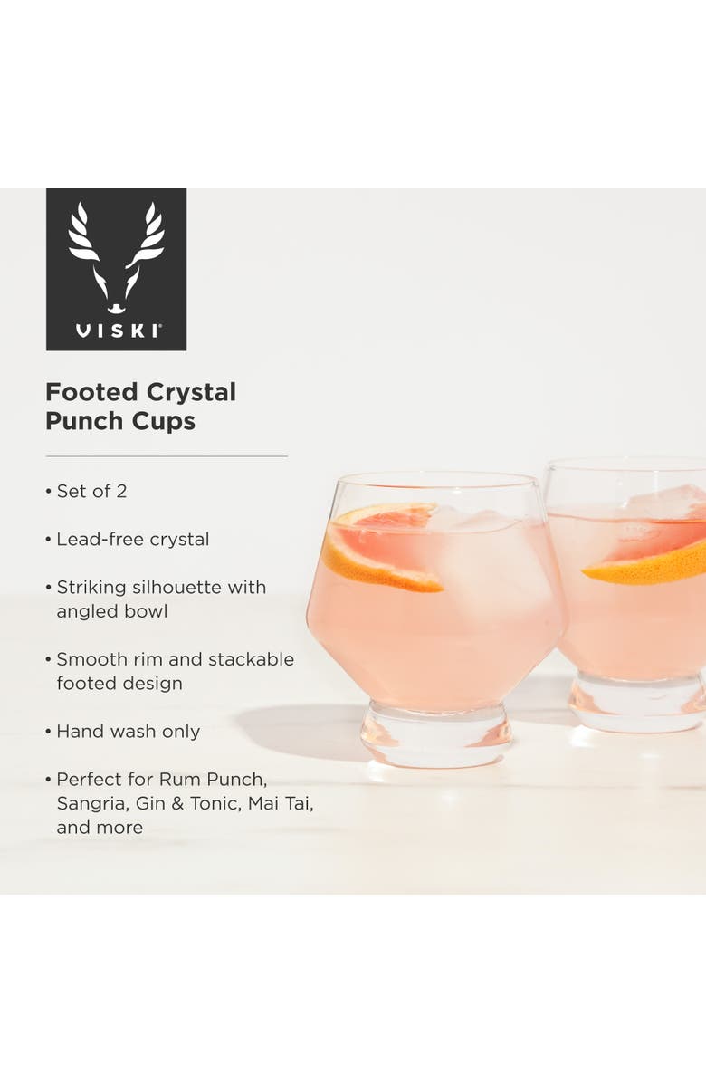 Viski Raye Footed Crystal Punch Cups Set of 2, Alternate, color, Clear