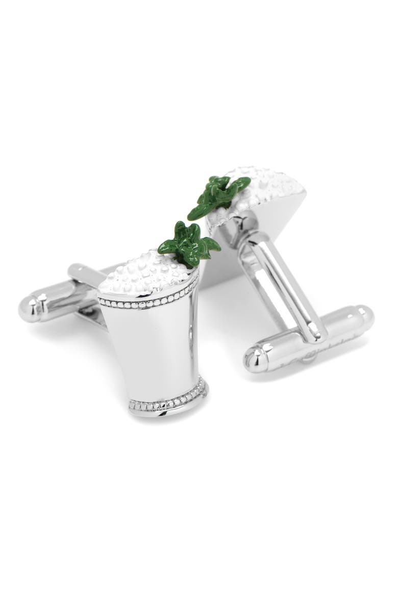 Mint Julep Cuff Links, Alternate, color, SILVER