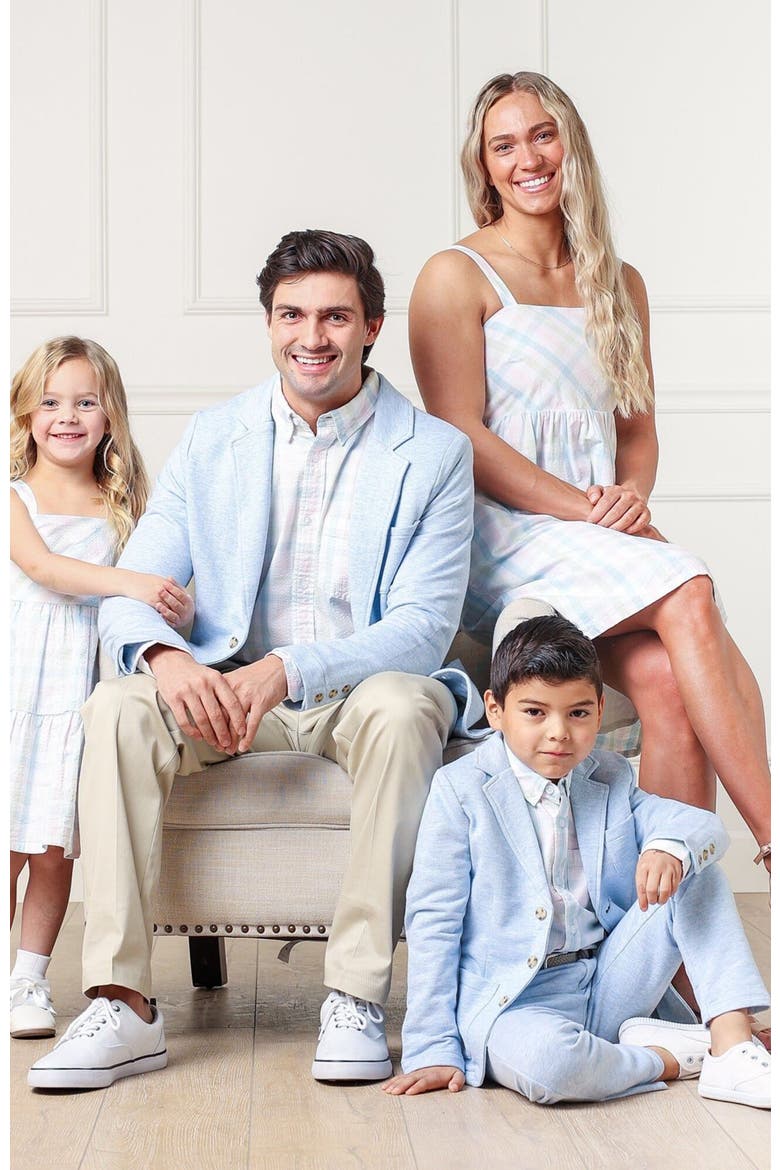 Men's French Terry Blazer, Alternate, color, Light Blue Heather Herringbone