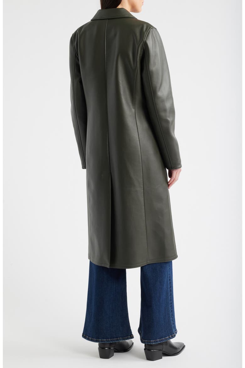 Longline Faux Leather Coat, Alternate, color, GREY / HEATHER GREY