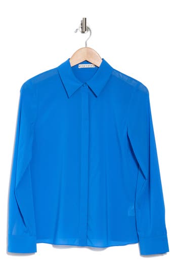 Alice And Olivia Alice + Olivia Willa Long Sleeve Silk Blend Button-up Shirt
