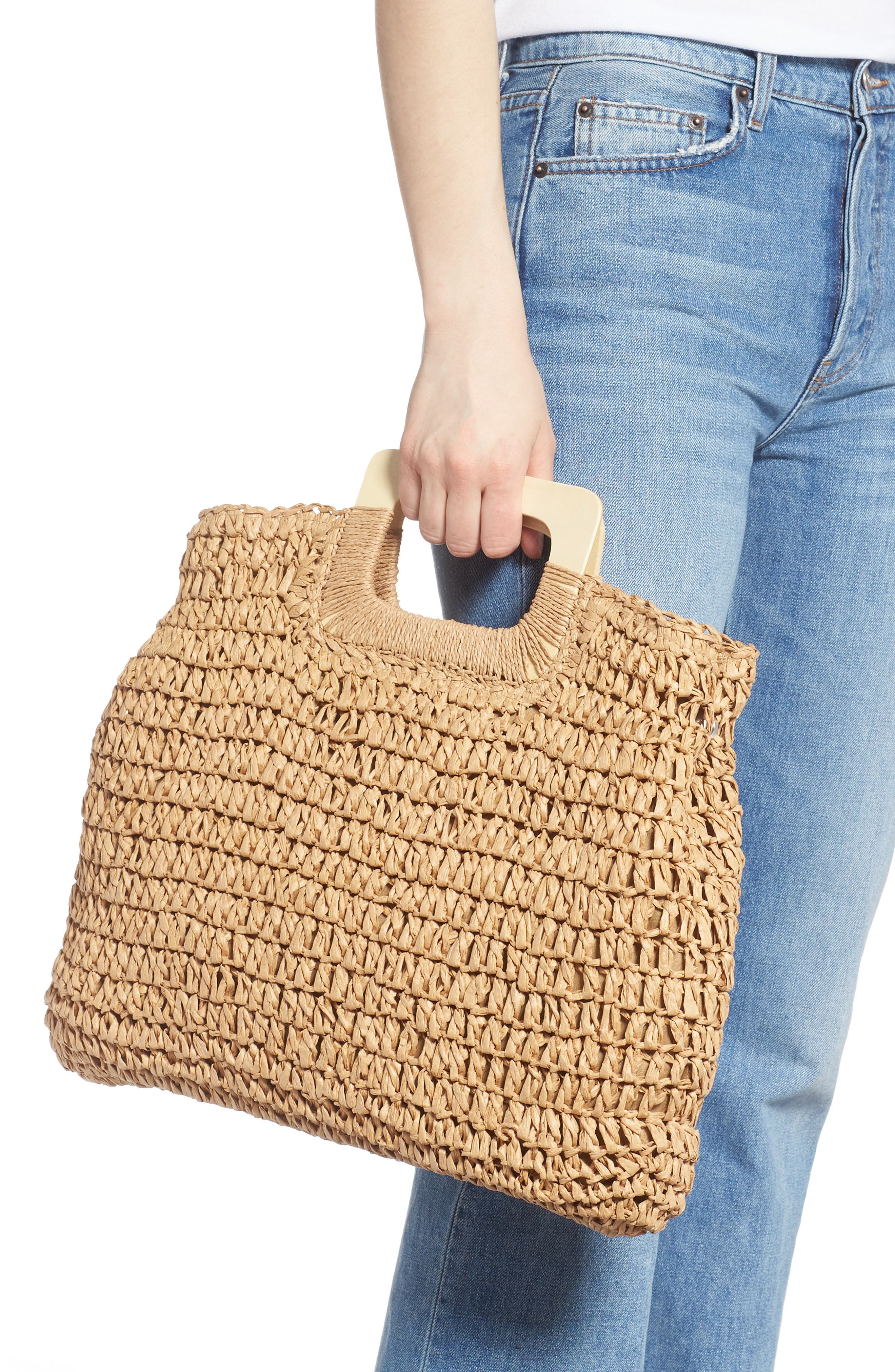 BP. Woven Square Handle Satchel, Alternate, color, 