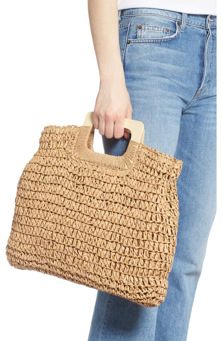 BP. Woven Square Handle Satchel, Alternate, color,