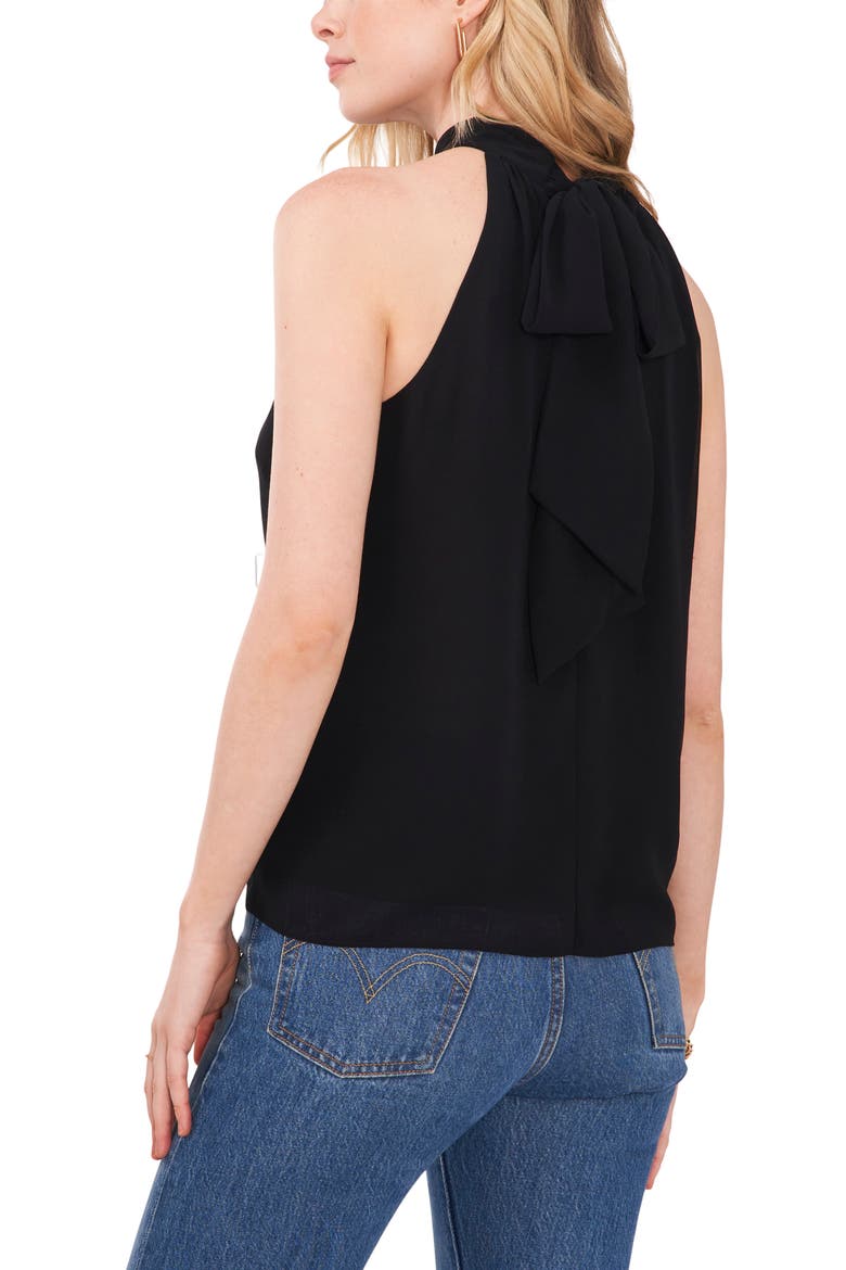 Gathered Halter Neck Top, Alternate, color, RICH BLACK