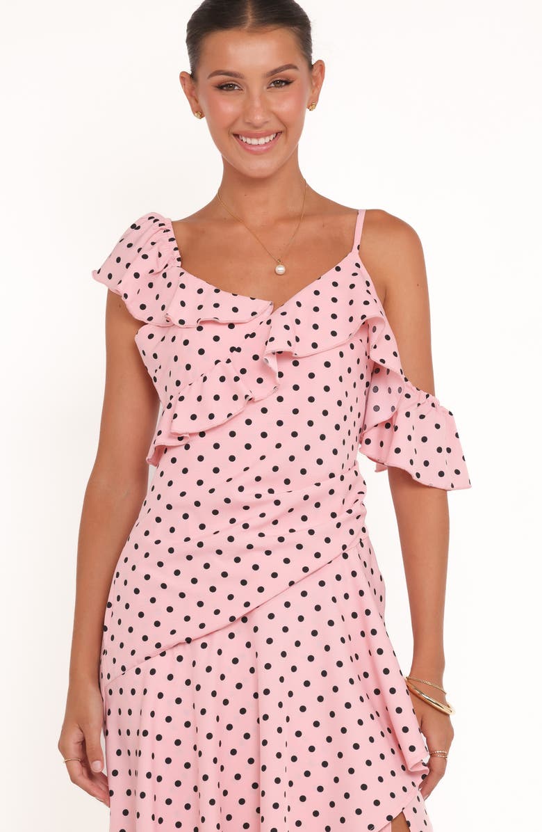 Petal & Pup Adelina Polka Dot Asymmetric Cocktail Dress, Alternate, color, Pink Polka Dot