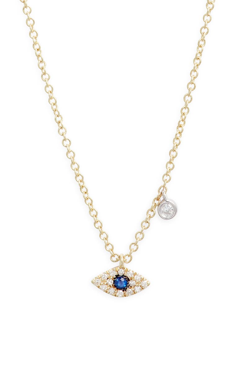 Meira T Evil Eye Diamond & Sapphire Pendant Necklace, Main, color, Yellow