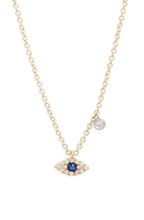 Evil Eye Diamond & Sapphire Pendant Necklace