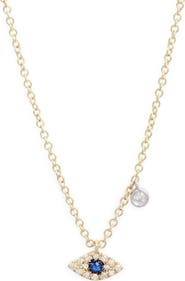 Meira T Evil Eye Diamond & Sapphire Pendant Necklace