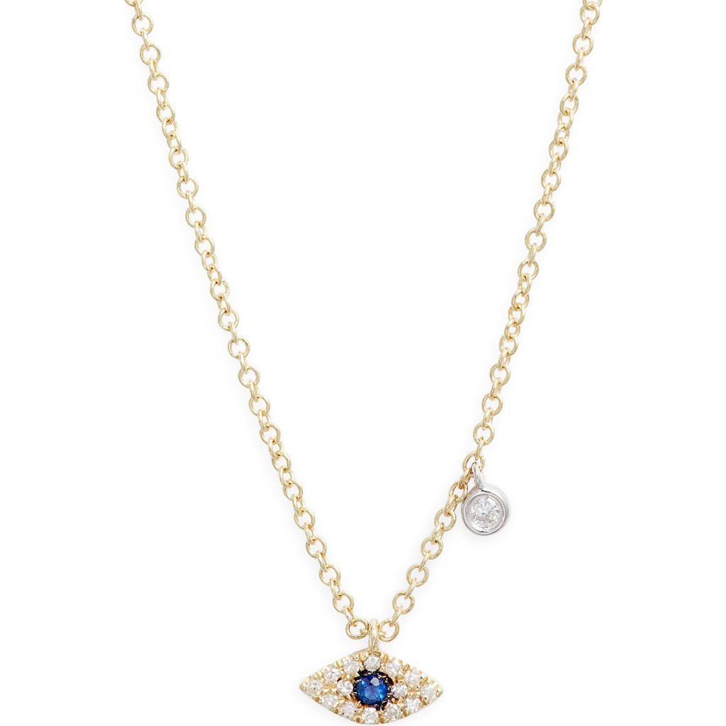 Meira T Evil Eye Diamond & Sapphire Pendant Necklace In Gold