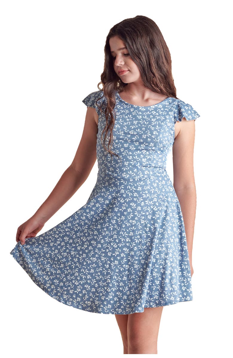 Un Deux Trois Flutter Sleeve Dress in Floral, Main, color,