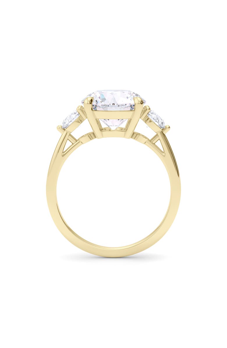 HauteCarat Three Stone Round Cut Lab Created Diamond Ring, Alternate, color, 2.00Ctw 18K Yellow Gold