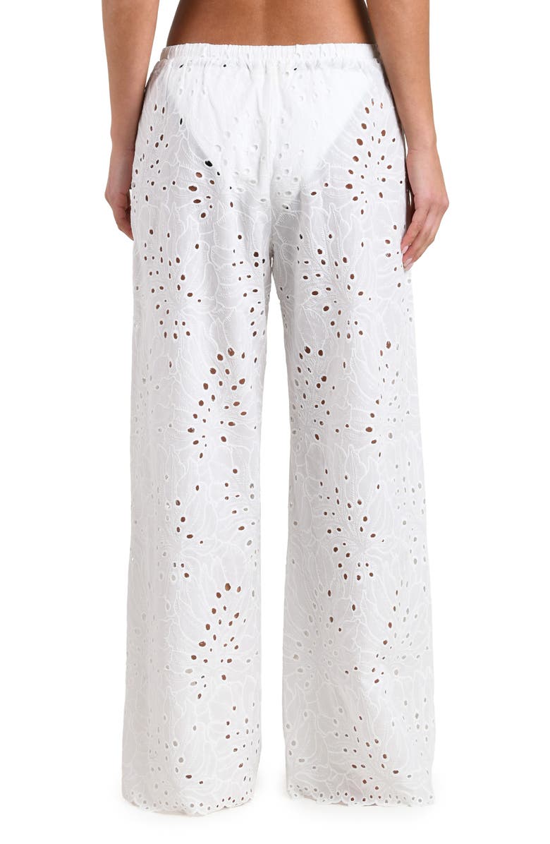 L'AGENCE Monstera Eyelet Cove Cover-Up Pants, Alternate, color, White