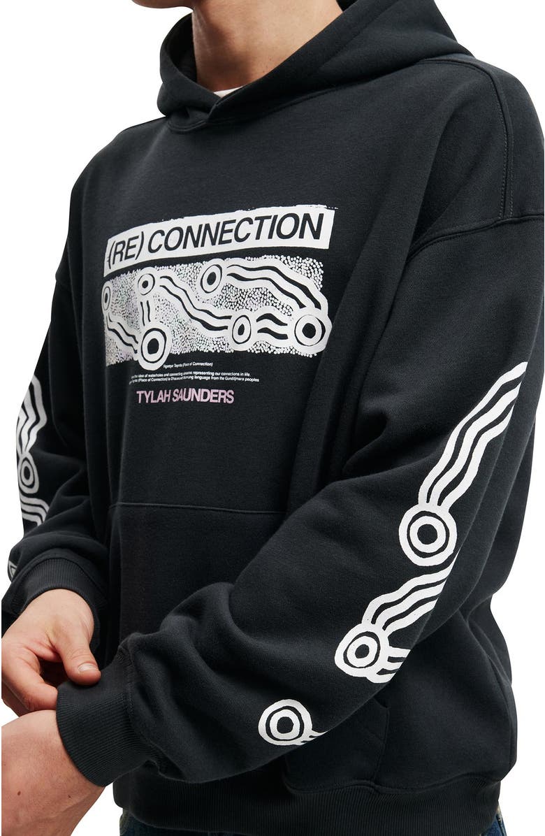 Cotton On Men's Tylah Saunders Box Fit Hoodie, Alternate, color, Washed Black Place Of