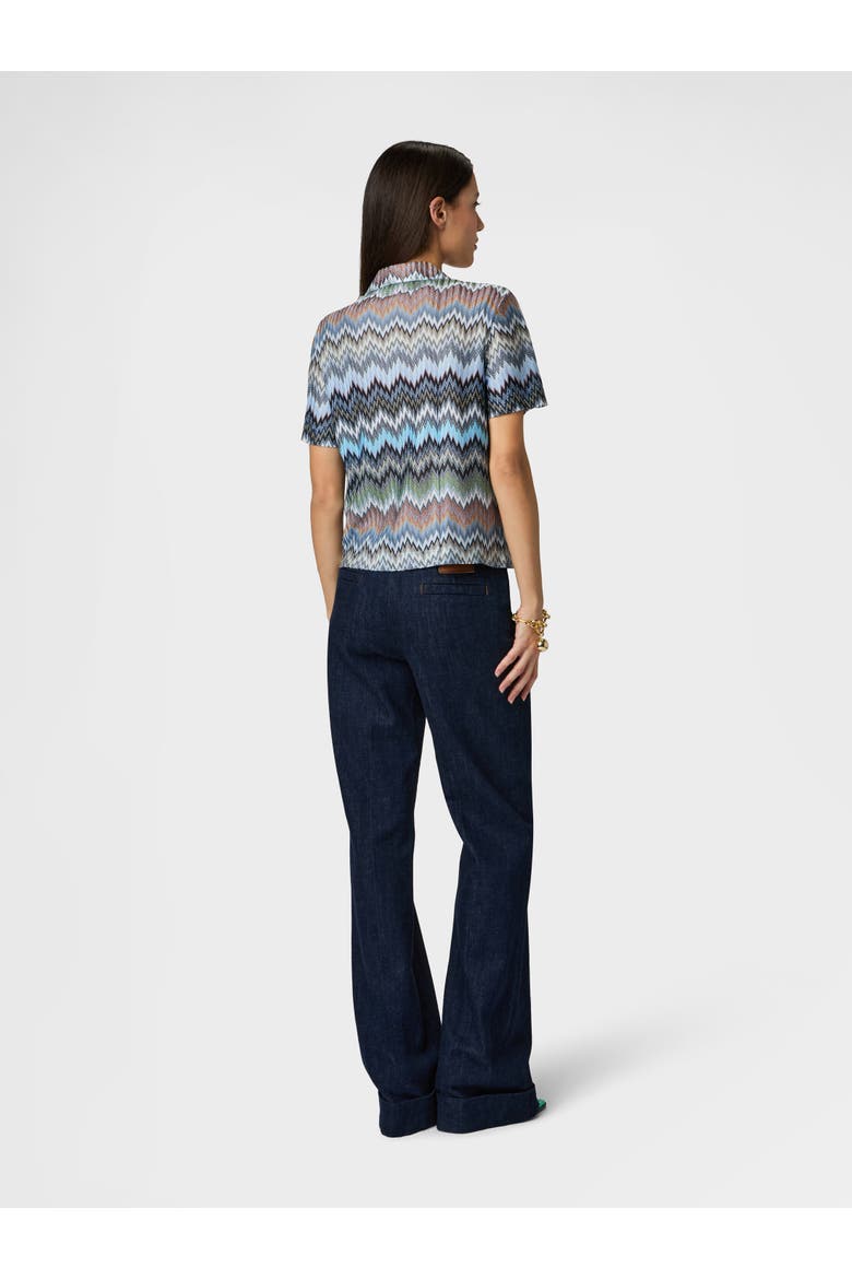 Bowling-style Shirt In Viscose Chevron With Snake Motif, Alternate, color, Multicoloured