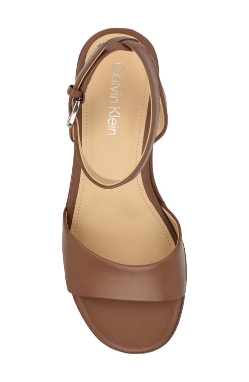 Calvin Klein Summer Ankle Strap Platform Sandal In Medium Brown