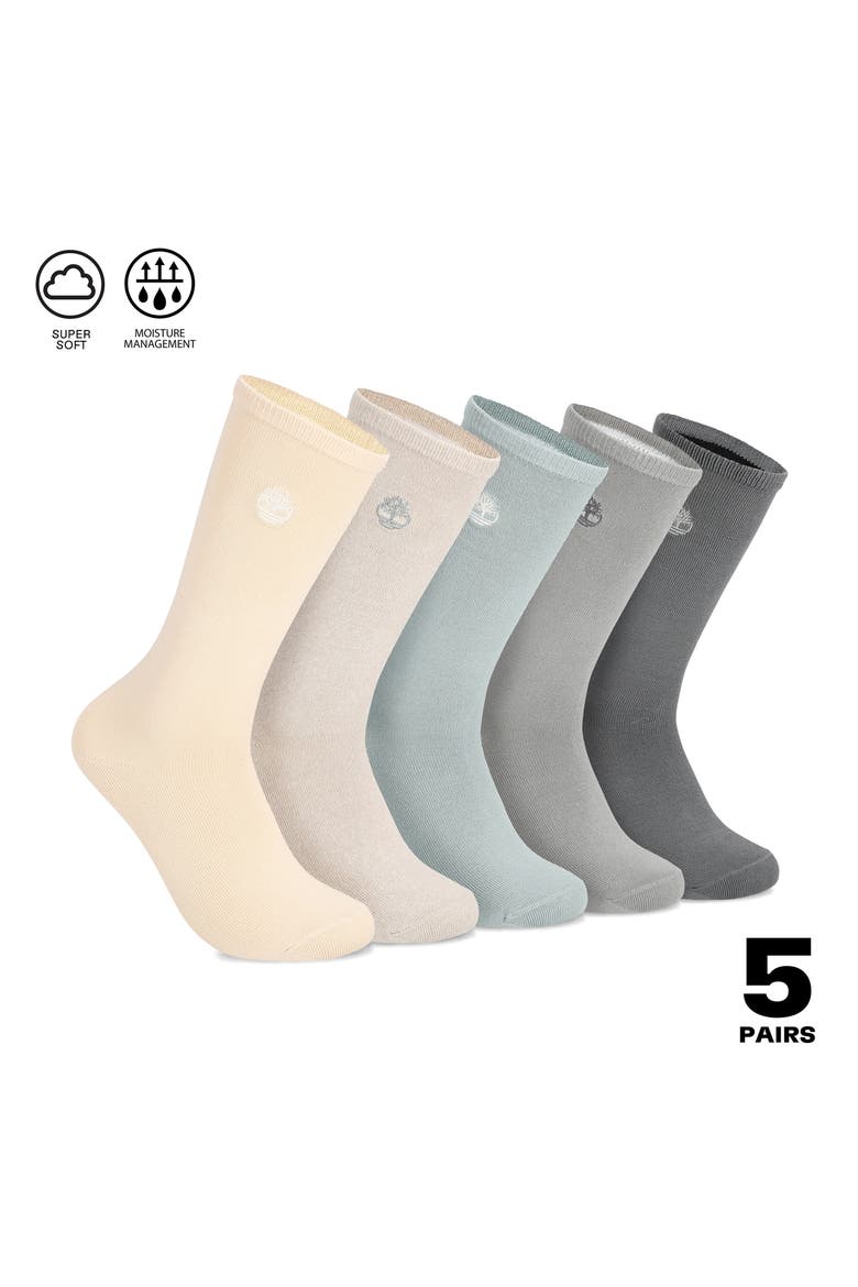 Super Soft Assorted Pack of 5 Crew Socks, Alternate, color, SILVER BLUE ASSORTED