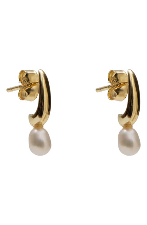 Liquid Drop Faux Pearl Hoop Earrings